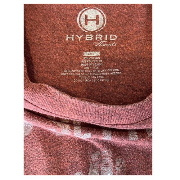 EUC Men's graphic Tshirt Large Maroon red Cotton Poly blend Rock Paper Scissors - Picture 4 of 4